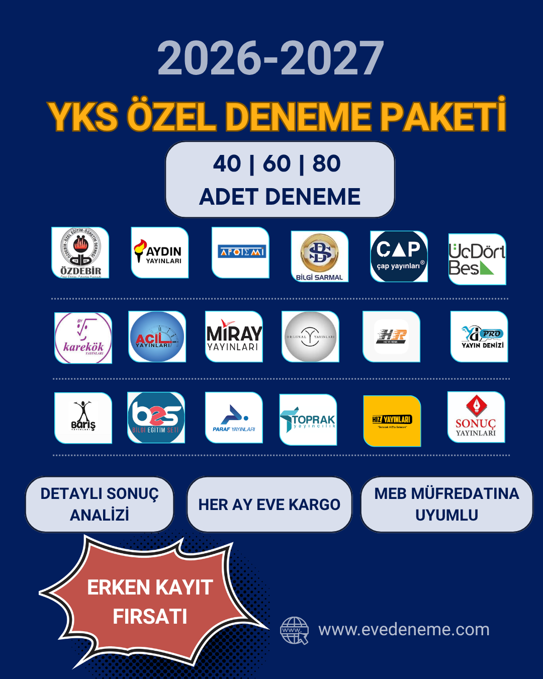 2026-2027 YKS Özel Deneme Paketi | 40, 60 ve 80 Deneme Seçenekleri