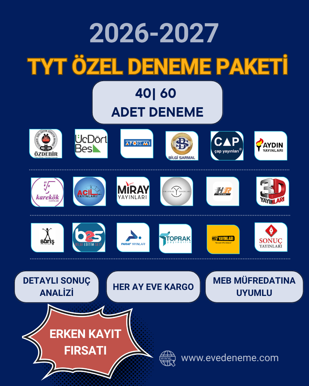 2026-2027 TYT Özel Deneme Paketi | 40 ve 60 Deneme Seçenekleri